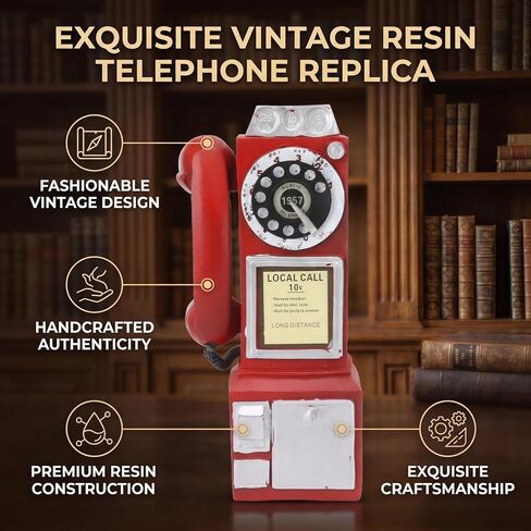 Keenso Retro Phone Model Decoration for Public Places, Exquisitely Crafted Vintage Telephone Decor for Seniors (Red) in Kuwait