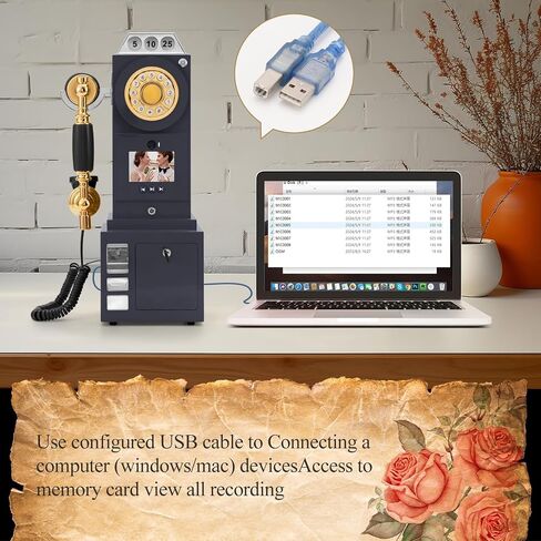 UKBW Video Audio Guest Book Wedding Phone, Record Customized Video Audio Messages, Preserve Your Special Occasions, Ideal for a Variety of Memorable Party Occasions(Black) in Saudi Arabia