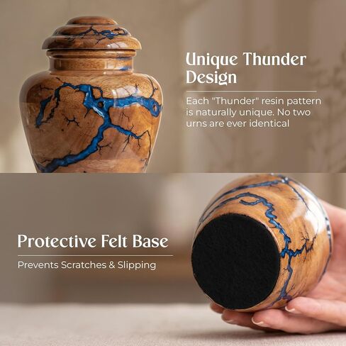 Small Keepsake Urn for Human Ashes Adult - Handcrafted Wooden Mini Urn (20 Cubic Inches) - Blue Decorative Memorial Cremation Urn for Men & Women - Keepsake Urns for Sharing Ashes in Saudi Arabia