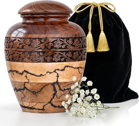 Small Keepsake Urn for Human Ashes Adult - Handcrafted Wooden Mini Urn (20 Cubic Inches) - Blue Decorative Memorial Cremation Urn for Men & Women - Keepsake Urns for Sharing Ashes in Saudi Arabia