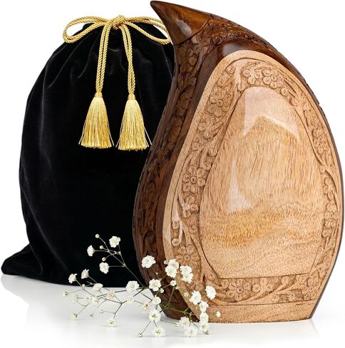 Small Keepsake Urn for Human Ashes Adult - Handcrafted Wooden Mini Urn (20 Cubic Inches) - Blue Decorative Memorial Cremation Urn for Men & Women - Keepsake Urns for Sharing Ashes in Saudi Arabia