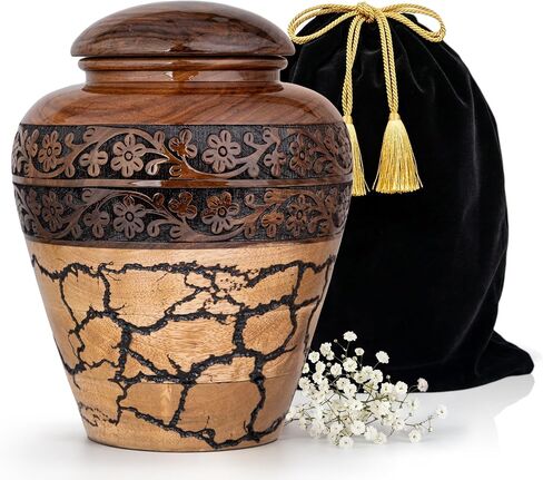 Small Keepsake Urn for Human Ashes Adult - Handcrafted Wooden Mini Urn (20 Cubic Inches) - Blue Decorative Memorial Cremation Urn for Men & Women - Keepsake Urns for Sharing Ashes in Saudi Arabia
