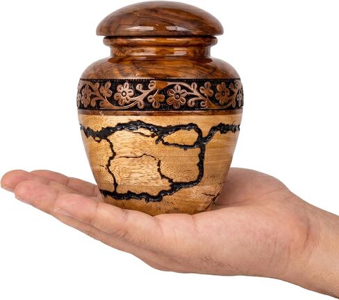 Small Keepsake Urn for Human Ashes Adult - Handcrafted Wooden Mini Urn (20 Cubic Inches) - Blue Decorative Memorial Cremation Urn for Men & Women - Keepsake Urns for Sharing Ashes in Saudi Arabia