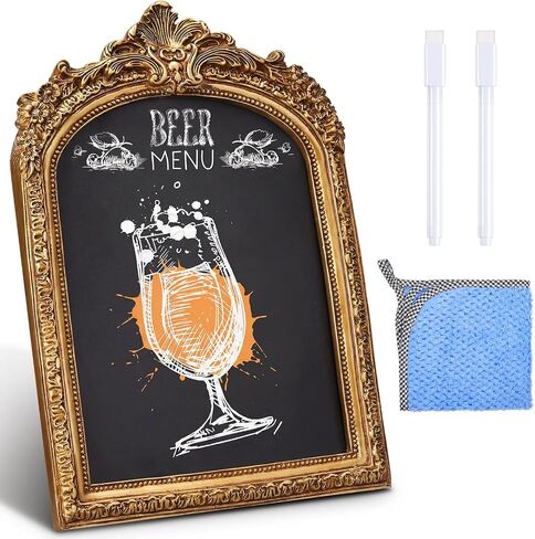 1 Pack Framed Tabletop Chalkboard Sign, Rustic Frame, Hanging Chalkboard, Menu Board for Cafes Restaurant Wedding Countertop with 2 Erasable Pen and 1 Cloth (7 x 10 in,Arch) in Kuwait