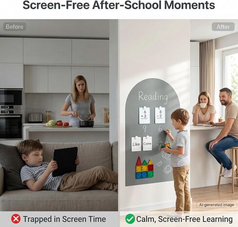 Magnetic Arch Wall Decal: Large 39.4"x23.6" Strong Adhesive Screen Free Chalkboard for Wall - Modern Playroom Decor & Homeschool Learning Station for Toddlers 1-4 & Kids 5-10 (Quiet Gray) in Saudi Arabia