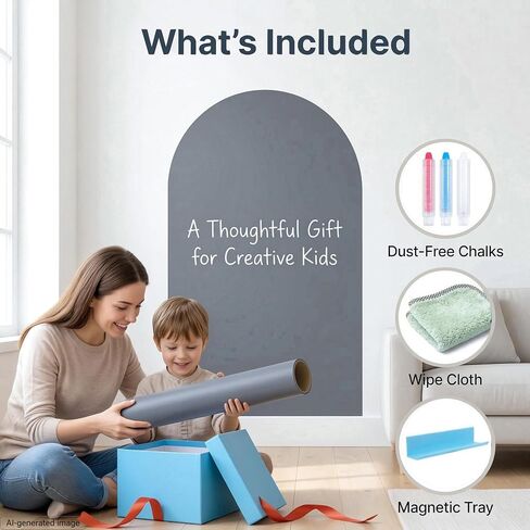 Magnetic Arch Wall Decal: Large 39.4"x23.6" Strong Adhesive Screen Free Chalkboard for Wall - Modern Playroom Decor & Homeschool Learning Station for Toddlers 1-4 & Kids 5-10 (Quiet Gray) in Saudi Arabia