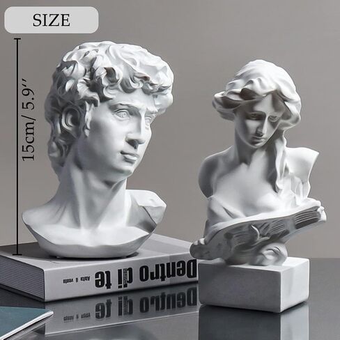 David Statue Greek Bust,Head Bust Statue for Roman Home Decor,Coffee Table Decor White,Greek Mythology Decorfor Bedroom/Living Room/Office 6" in Saudi Arabia