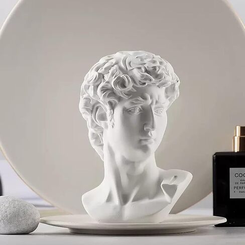 David Statue Greek Bust,Head Bust Statue for Roman Home Decor,Coffee Table Decor White,Greek Mythology Decorfor Bedroom/Living Room/Office 6" in Saudi Arabia
