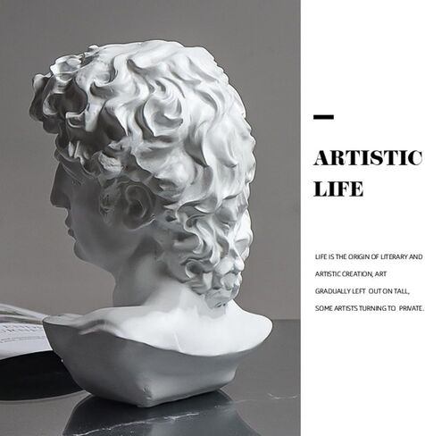 David Statue Greek Bust,Head Bust Statue for Roman Home Decor,Coffee Table Decor White,Greek Mythology Decorfor Bedroom/Living Room/Office 6" in Saudi Arabia