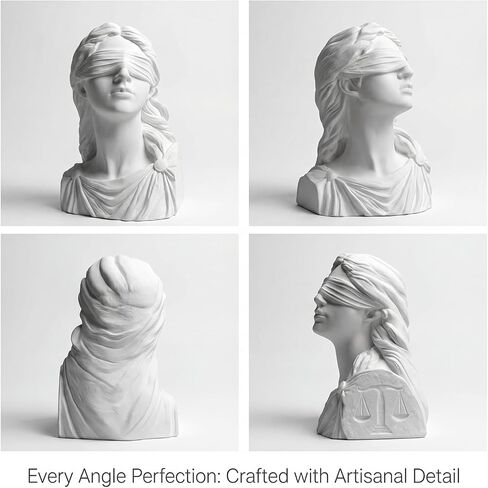 Lady Justice Statue, 4.7 Inch Mini Themis Bust Sculpture with Blindfold and Scales, White Plaster Greek Goddess Figurine for Lawyer Office Desk Decor, Law School Graduation Gift, Bookshelf Home Decor in Saudi Arabia