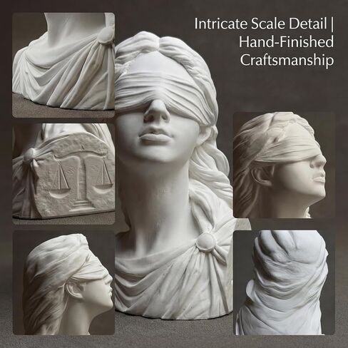 Lady Justice Statue, 4.7 Inch Mini Themis Bust Sculpture with Blindfold and Scales, White Plaster Greek Goddess Figurine for Lawyer Office Desk Decor, Law School Graduation Gift, Bookshelf Home Decor in Saudi Arabia
