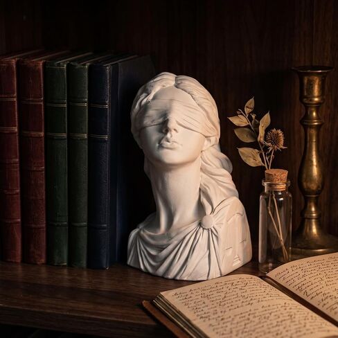 Lady Justice Statue, 4.7 Inch Mini Themis Bust Sculpture with Blindfold and Scales, White Plaster Greek Goddess Figurine for Lawyer Office Desk Decor, Law School Graduation Gift, Bookshelf Home Decor in Saudi Arabia