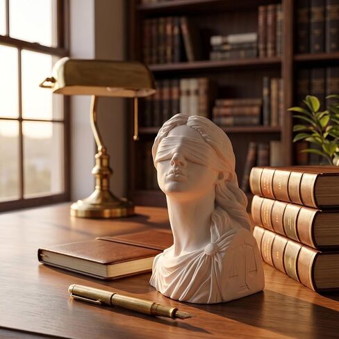 Lady Justice Statue, 4.7 Inch Mini Themis Bust Sculpture with Blindfold and Scales, White Plaster Greek Goddess Figurine for Lawyer Office Desk Decor, Law School Graduation Gift, Bookshelf Home Decor in Saudi Arabia