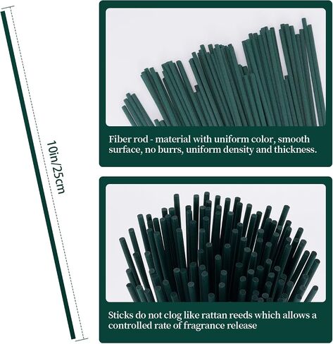 Mystical Forest Green Reed Diffuser Sticks – 10 Inch 60Pcs Natural Rattan Fibers for Aromatherapy Oil, Long-Lasting Scent Throw in Home, Bedroom & Office in Kuwait