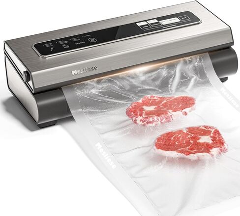 Vacuum Sealer Machine 90Kpa 6-in-1 Compact Food Vacuum Sealing Preservation System with Cutter | 2 Bag Rolls | 5 Pre-cut Bags | Dry&Moist Modes | ETL Listed (Gray) in Kuwait