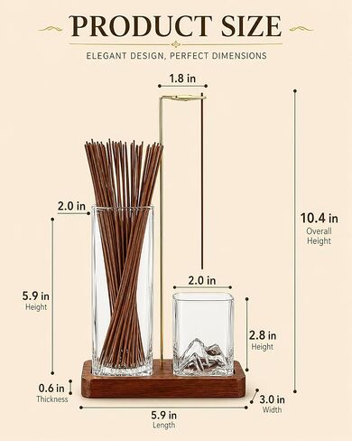 Incense Holder for Sticks, 2 in 1 Glass Incense Burner with Storage, Solid Sapele Wood Base, Removable Mountain Ash Catcher, Vertical Windproof Stand for Outdoor, Meditation (Dark Walnut) in Saudi Arabia