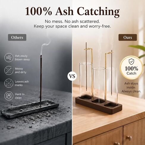 3 in 1 Incense Holder, Incense Burner, Insence-Stick Holder Mess-Free Incense Burner Holder, Ideal for Meditation, Yoga, Relaxation, and Home Decor - Anti-Ash Flying in Saudi Arabia