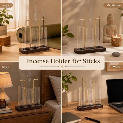 3 in 1 Incense Holder, Incense Burner, Insence-Stick Holder Mess-Free Incense Burner Holder, Ideal for Meditation, Yoga, Relaxation, and Home Decor - Anti-Ash Flying in Saudi Arabia