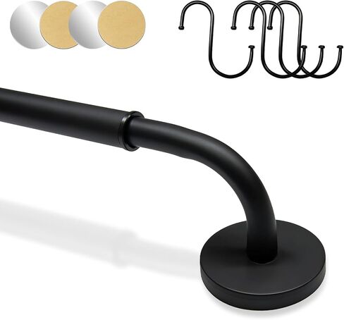 2 Pack Magnetic Curtain Rod for Metal Door, Adjustable 16 to 30 Inch, 1/2 Inch Diameter, French Door Magnetic Curtain Rods with Hooks (Black) in Saudi Arabia