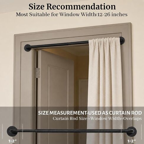 2 Pack Magnetic Curtain Rod for Metal Door, Adjustable 16 to 30 Inch, 1/2 Inch Diameter, French Door Magnetic Curtain Rods with Hooks (Black) in Saudi Arabia