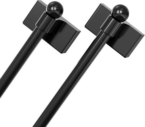 Adjustable Magnetic Curtain Rod for Metal Doors from 16" to 28",[Magnetic Towel Bar][Magnet Curtain Rod for Classroom Whiteboard][french door curtain rod ](BLACK, 16-28 Inch 2 Pack) in Kuwait