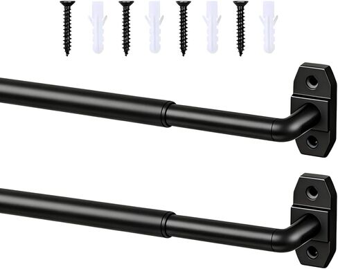 Black Curtain Rod Adjustable 18-32 Inch,2 Pack Sash Rods for French Door Window, All Hardware Included for Kitchen RV Patio, Wrap Around in Kuwait