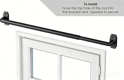 Black Curtain Rod Adjustable 18-32 Inch,2 Pack Sash Rods for French Door Window, All Hardware Included for Kitchen RV Patio, Wrap Around in Kuwait