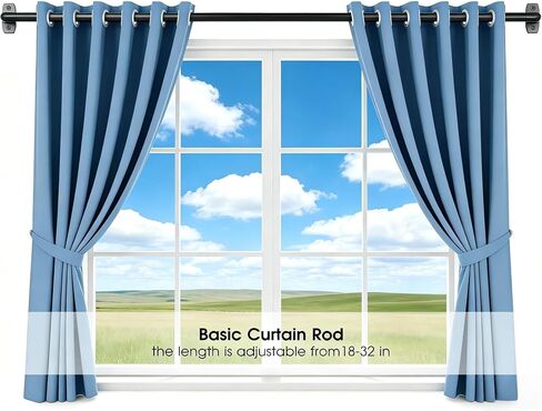 Black Curtain Rod Adjustable 18-32 Inch,2 Pack Sash Rods for French Door Window, All Hardware Included for Kitchen RV Patio, Wrap Around in Kuwait