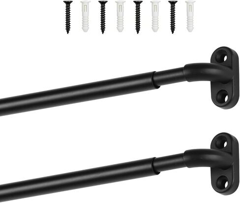 2 Pack French Door Curtain Rod Adjustable 18-30 Inch, 3/8 In. Diameter, Cafe Curtain Rod, Sash Curtain Rods for Door Window (White) in Kuwait