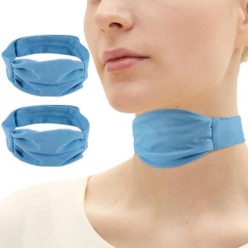 2Pcs Tracheostomy Stoma Covers, Adjustable Neck Trachea Protector, Breathable Dust-Proof Stoma Shield, Soft Skin-Friendly Tracheostomy Care Supplies for Men Women, Blue(M Size,20.5''×2'') in Kuwait