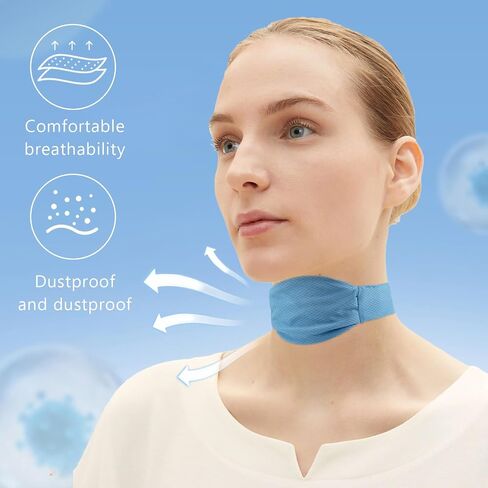 2Pcs Tracheostomy Stoma Covers, Adjustable Neck Trachea Protector, Breathable Dust-Proof Stoma Shield, Soft Skin-Friendly Tracheostomy Care Supplies for Men Women, Blue(M Size,20.5''×2'') in Kuwait