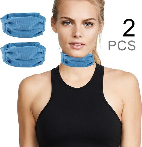 2Pcs Tracheostomy Stoma Covers, Adjustable Neck Trachea Protector, Breathable Dust-Proof Stoma Shield, Soft Skin-Friendly Tracheostomy Care Supplies for Men Women, Blue(M Size,20.5''×2'') in Kuwait
