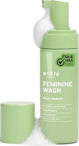 Pixie Feminine Wash – Healthy Foaming Cleaner with Natural Ingredients – More Foam Wash in Bottle Than Any Other Brand – pH Balanced & Plant Based – for Your Menstrual Cups and Discs, 6.5 Fluid oz in Kuwait