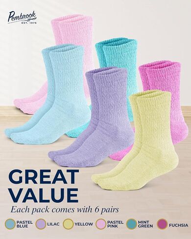 Pembrook Diabetic Socks for Women 6 Pairs Bamboo Viscose Non-Binding Neuropathy Moisture-Wicking Circulation Support in Kuwait