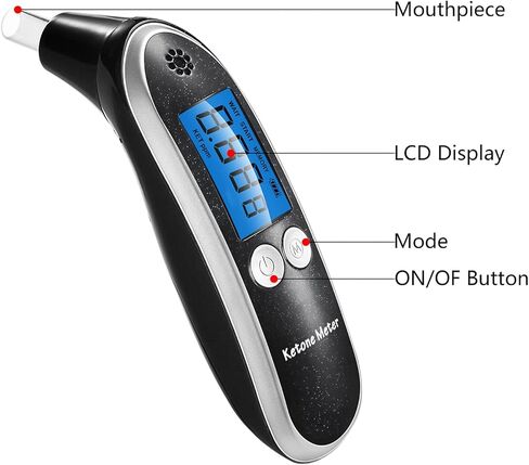 Ketosis Meter Accurate Ketone Breath Testing - Professional Breath Ketosis Tester with 10 Mouthpieces, Accurate Digital Ketone Breath Analyzer for Low-Carb, Intermittent Fasting & Keto Tracking in Saudi Arabia