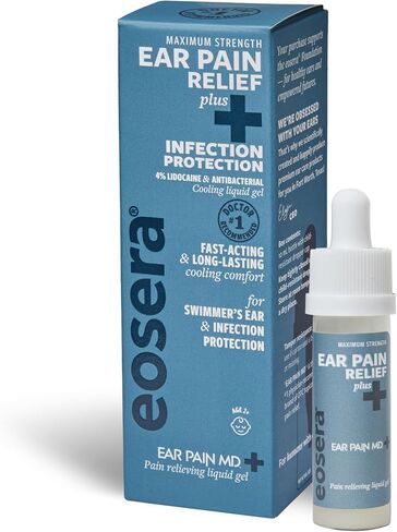 eosera Ear Pain MD +Plus Earache Relief Drops – 4% Lidocaine + Antiseptic for Pain Relief & Infection Protection – Swimmer's Ear, Ear Infections, Allergies in Kuwait