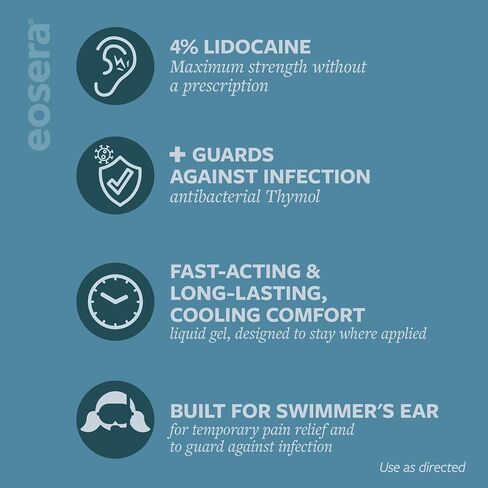 eosera Ear Pain MD +Plus Earache Relief Drops – 4% Lidocaine + Antiseptic for Pain Relief & Infection Protection – Swimmer's Ear, Ear Infections, Allergies in Kuwait