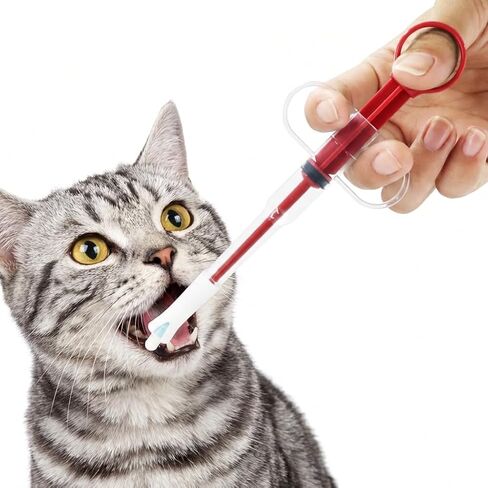 Pill Shooter for Cats and Dogs,Anti-Falling Soft Tip Pet Piller for Easy Medication Delivery,Upgraded Version Cat Pill Shooter,Pet General Reusable,(Red 1-Pack) in Kuwait