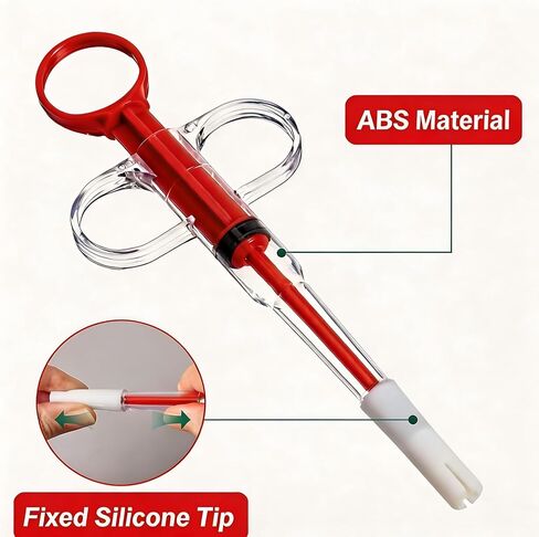 Pill Shooter for Cats and Dogs,Anti-Falling Soft Tip Pet Piller for Easy Medication Delivery,Upgraded Version Cat Pill Shooter,Pet General Reusable,(Red 1-Pack) in Kuwait