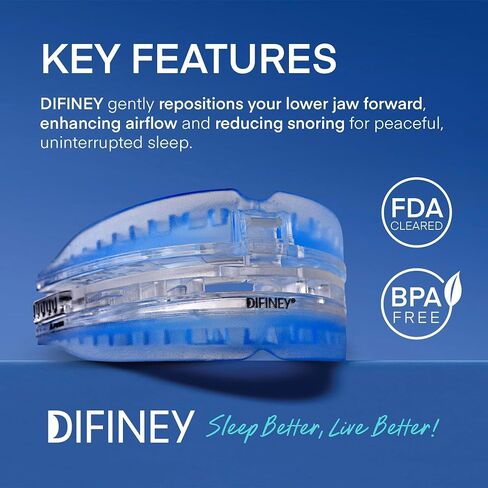 Difiney Anti Snoring Device: FDA-Cleared Anti Snoring Mouthpiece – Adjustable Snore Stopper Mouth Guard for Men & Women to Sleep Better – Reusable Nighttime Use with Storage Case in Kuwait