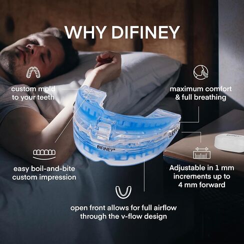 Difiney Anti Snoring Device: FDA-Cleared Anti Snoring Mouthpiece – Adjustable Snore Stopper Mouth Guard for Men & Women to Sleep Better – Reusable Nighttime Use with Storage Case in Kuwait