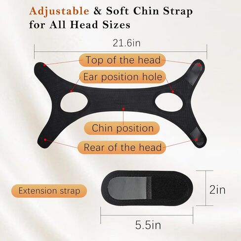 Sleep Apnea Devices丨Comfortable Chin Strap for Sleeping - Improve Sleep Quality, Simple & Adjustable Design for Men and Women (21 Inches,Black) in Kuwait