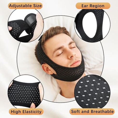 Sleep Apnea Devices丨Comfortable Chin Strap for Sleeping - Improve Sleep Quality, Simple & Adjustable Design for Men and Women (21 Inches,Black) in Saudi Arabia