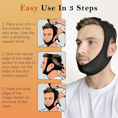 Sleep Apnea Devices丨Comfortable Chin Strap for Sleeping - Improve Sleep Quality, Simple & Adjustable Design for Men and Women (21 Inches,Black) in Saudi Arabia