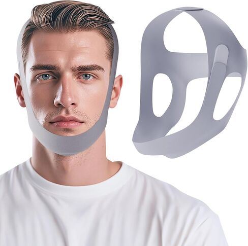 OHELEEP Anti Snore Chin Strap for CPAP Users, Snore Stopper Adjustable, Chin Strap for Sleeping Comfortable Stop Snoring Solution, Anti Snoring Devices Breathable and Reusable, Black, M in Saudi Arabia