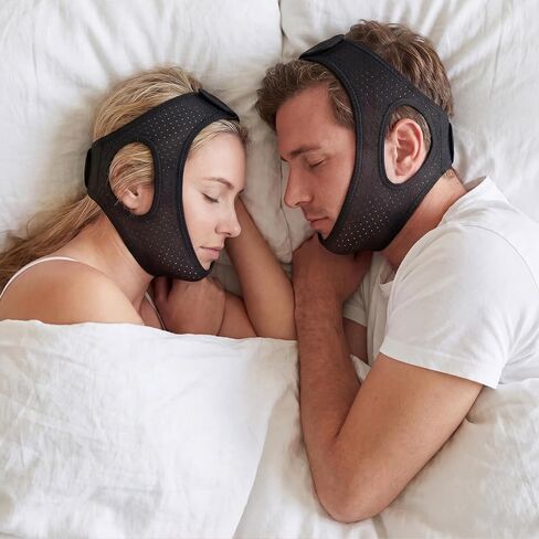 Chin Strap for Sleeping, Adjustable and Breathable Anti Snore Airflow Jaw Straps, Lightweight Support Stop Snoring Solution, Anti Snoring Devices for Men and Women, Black, M in Saudi Arabia