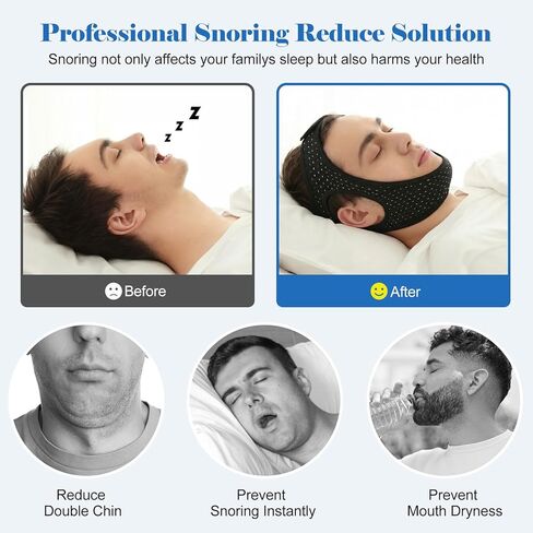 Anti Snoring Devices, Chin Strap for Sleeping, Adjustable Breathable Chin Strap for Men and Women Sleeping, Snoring Solution Effective Anti Snore Device, Enjoy a Nice Evening in Kuwait