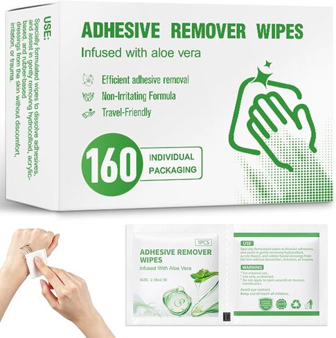 Adhesive Remover Wipes – Sting-Free & Hypoallergenic Medical Skin Adhesive Remover with Aloe for Bandage, Tape, Glue, Patch, Dressings & Ostomy Residue (160) (160) in Saudi Arabia