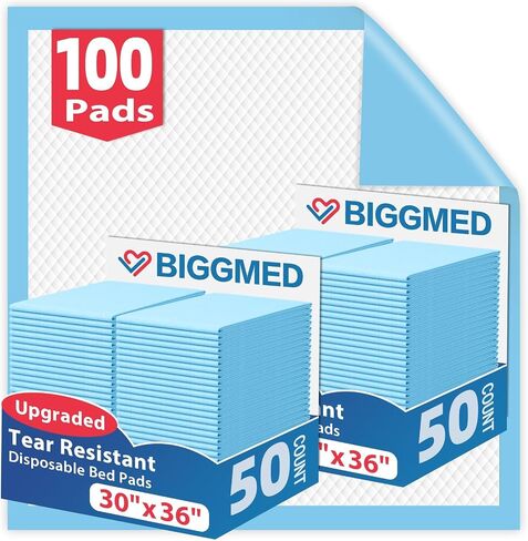BIGGMED Tear-Resistant Disposable Bed Pads 30" x 36" 100 Count Absorbent Underpads, Chux Thicker Extra Large Incontinence Bed Pads, Pee Pads for Adults, Kids, Elderly, Pets in Saudi Arabia