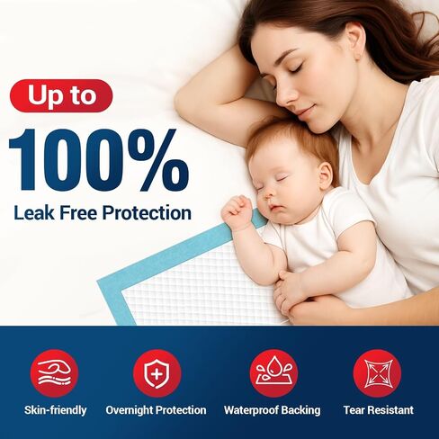 BIGGMED Tear-Resistant Disposable Bed Pads 30" x 36" 100 Count Absorbent Underpads, Chux Thicker Extra Large Incontinence Bed Pads, Pee Pads for Adults, Kids, Elderly, Pets in Saudi Arabia